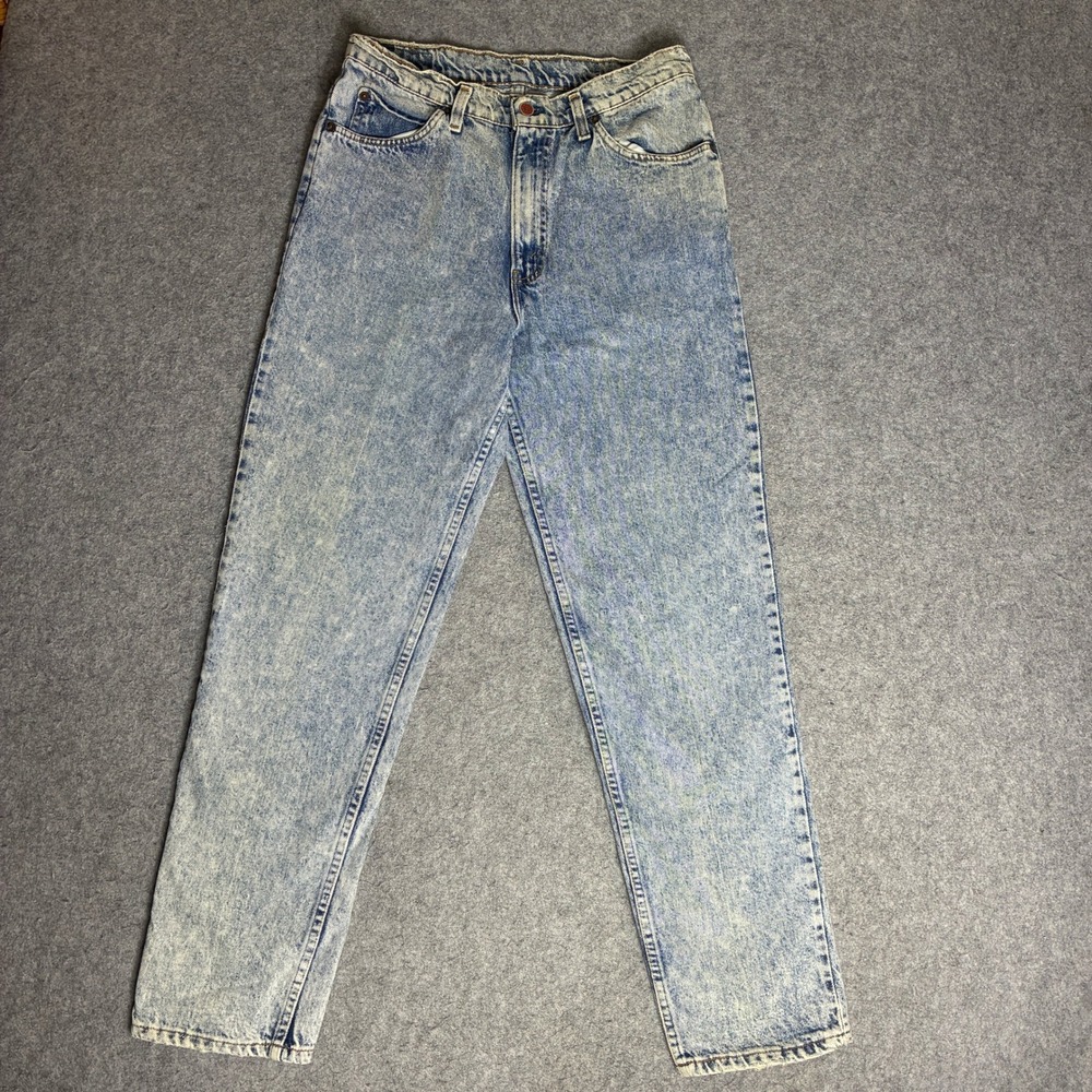 Britania 30x30 Vintage 90s Acid Wash High Waisted Straight Leg Jeans Blue Cotton
